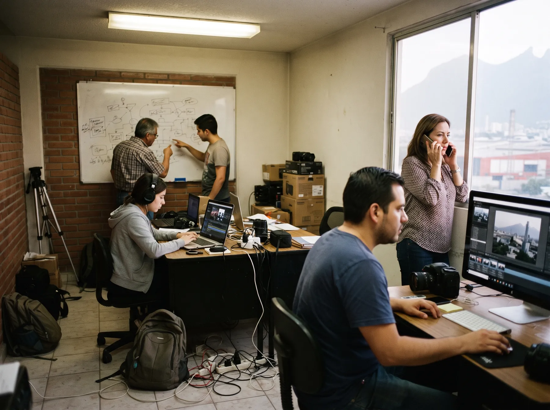 Equipo de Conecta revisando el diagnóstico de un cliente en su oficina de Monterrey